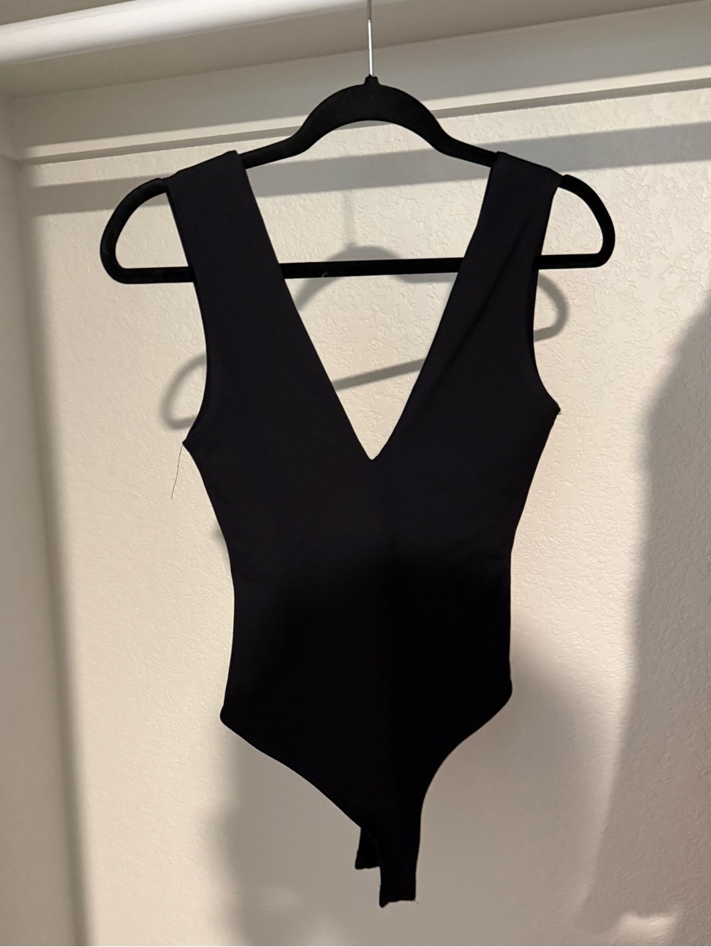 Free People Black Deep V Bodysuit
